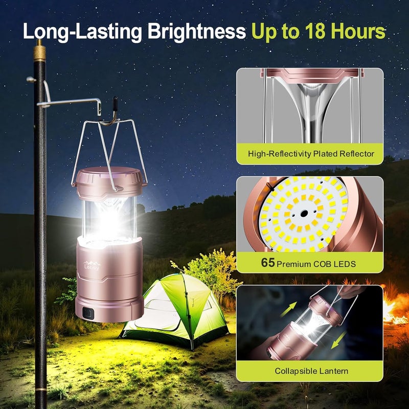 LET MY LED Camping Lantern for Power Outages, 3 Color Modes & Dimmable Battery Powered Lantern, IP65 Waterproof & Collapsible, Lanterns Flashlight Survival Kits for Emergency Hurricane Hiking, 4 Pack - Image 5
